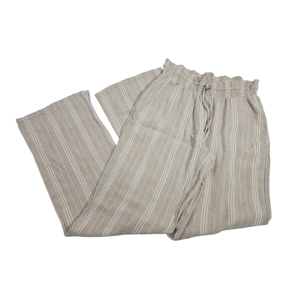 Indigo Rein Wide Leg Striped Pants in Beige and White
